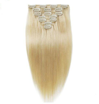China Blondes Jungfrau-Klipp in den Haar-Erweiterungen, Menschenhaar-Klipp der Haar-Erweiterungs-100 herein fournisseur