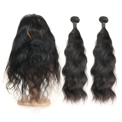 China Authentisch machen Sie 360 frontale brasilianische gelockte 2 Bündel menschliche Jungfrau-Haar-glatt fournisseur